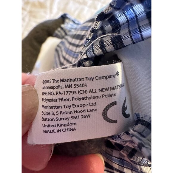 Manhattan Toy Racoon Easter Brunch Plush weighted bottom  tartan  nursery decor - Picture 8 of 12